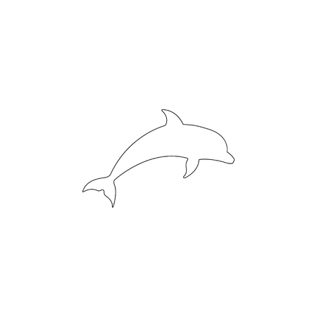 Dolphin aquatic mammal. simple flat vector icon illustration. outline line symbol - editable strokeのイラスト素材
