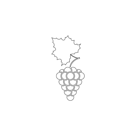 Bunch of grapes with leaf. simple flat vector icon illustration. outline line symbol - editable strokeのイラスト素材