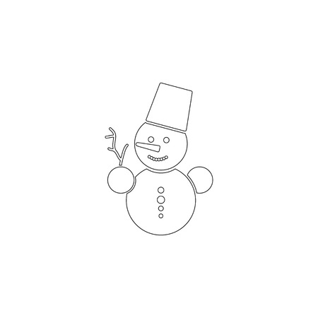 Happy winter snowman. simple flat vector icon illustration. outline line symbol - editable strokeのイラスト素材