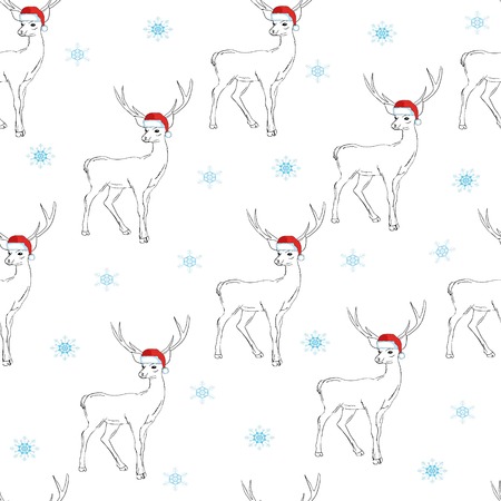 Pattern with Santa Claus deerのイラスト素材