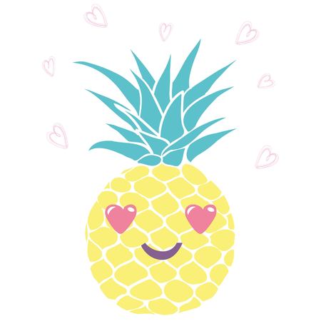 Pineapple with glasses tropical, vector, illustration, design, exotic, food, fruit