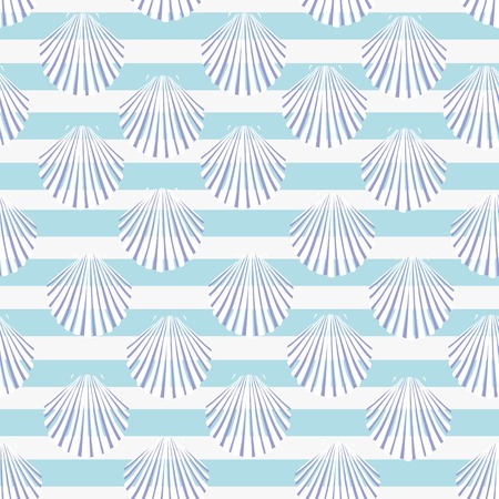 Vector seamless pattern with hand drawn scallop shells. Beautiful marine design elements, perfect for prints and patterns.のイラスト素材
