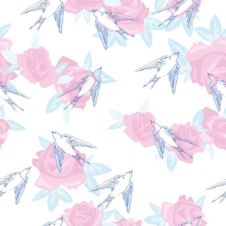 swallow bird vector patternのイラスト素材