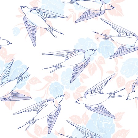 swallow bird vector patternのイラスト素材