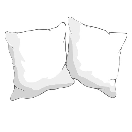 sketch vector illustration of pillow, art, pillow isolated, white pillow, bed pillowのイラスト素材