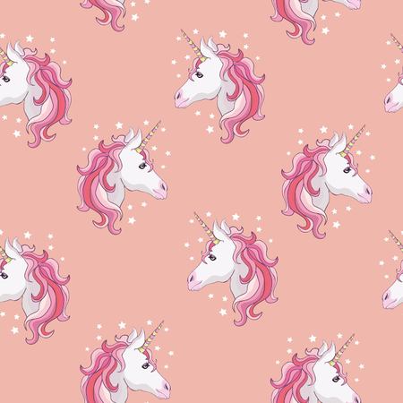 Unicorn and rainbow seamless pattern isolated on white backgroundのイラスト素材