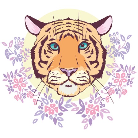 Tiger head silhouette, Vectorのイラスト素材