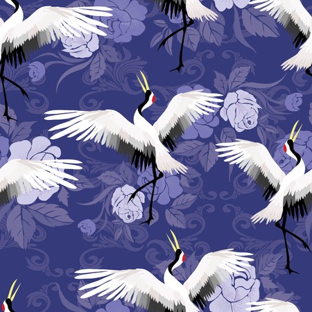 crane, pattern, vector, illustrationのイラスト素材