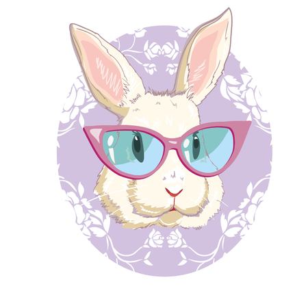 Hand drawn fashion portrait of bunnyの写真素材