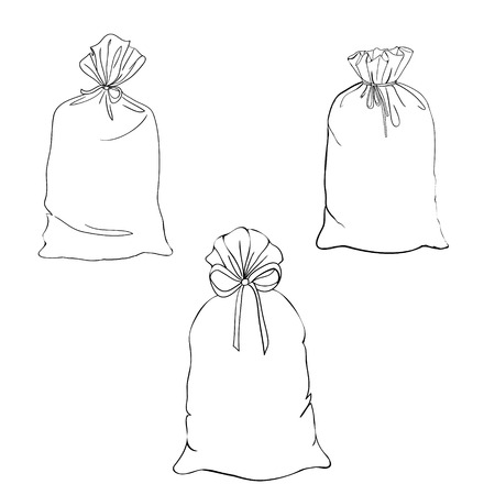 Hand drawn cartoon style shopping bags design, bag, gift, icon, white, drawing, fashion, illustration, isolated, paper retail sale store shop draw hand doodle vectorの写真素材