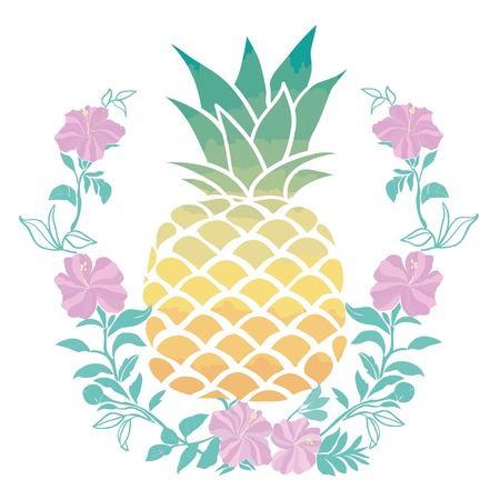 Pineapple with sunglases and headphones. Summer consept. Vector illustration.のイラスト素材