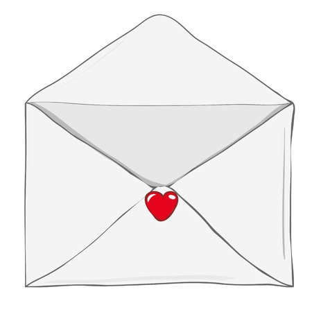 Valentine's day illustration. Receiving or sending love emails and sms for valentines day, long distance relationship. Flat design, vector illustrationのイラスト素材