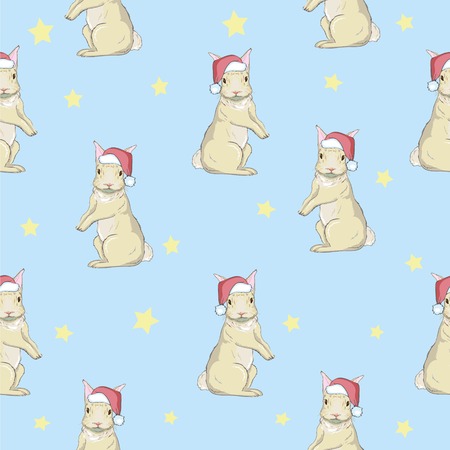 Seamless pattern with cute cartoon bunny and carrot. Baby pattern.のイラスト素材