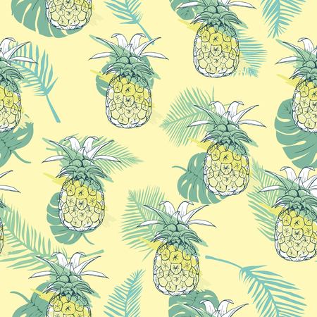 Pineapple seamless pattern. Vector illustration.のイラスト素材