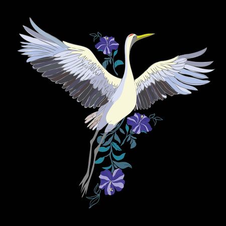 Vector of illustrations bird crane. White stork . isolated objectのイラスト素材