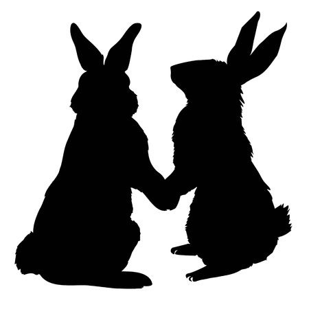 Bunny rodent black silhouette animal, animal, bunny, graphic, hare, icon, illustration, isolated nature pet rabbit silhouette symbol cute design easterのイラスト素材