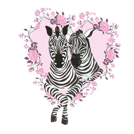 Cute zebra i love you forever card, animal, cartoon, day, illustration, love, valentine, vector, zebra children comic gift graphic happy heart designのイラスト素材