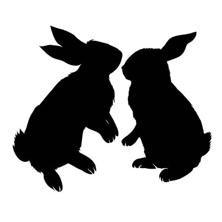 Bunny rodent black silhouette animal, animal, bunny, graphic, hare, icon, illustration, isolated nature pet rabbit silhouette symbol cute design easterのイラスト素材