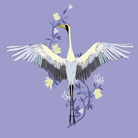 Vector of illustrations bird crane. White stork . isolated objectのイラスト素材