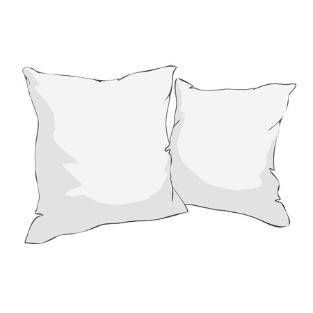sketch vector illustration of pillow, art, pillow isolated, white pillow, bed pillow, freehand, graphic, home, homemade, icon, image, ink, isolated, object, outline, relax ruffles scribble set sign sketch sketching sleep soft style symbol textile web whiteの写真素材