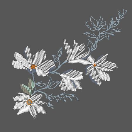 Magnolia embroidery , vector, illustrationのイラスト素材