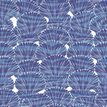Vector seamless pattern with hand drawn scallop shells. Beautiful marine design elements, perfect for prints and patterns.の写真素材