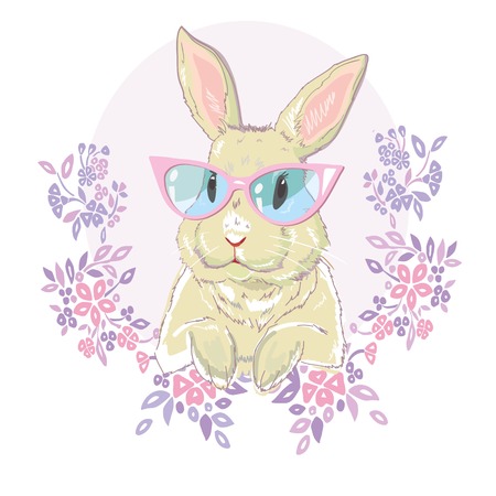 Hand drawn fashion portrait of bunnyの写真素材