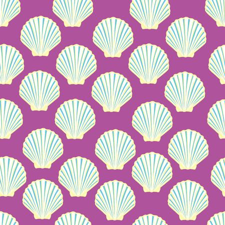 Vector seamless pattern with hand drawn scallop shells. Beautiful marine design elements, perfect for prints and patterns.の写真素材