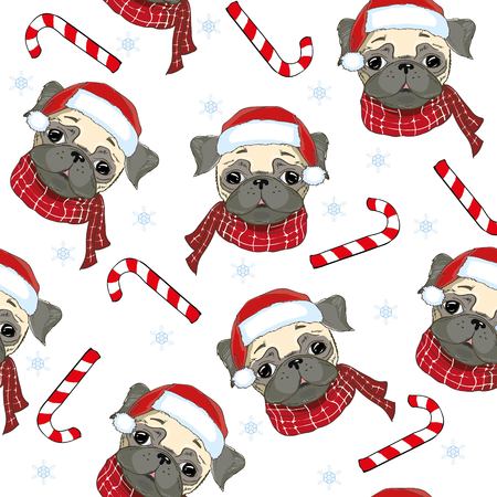 Pug dog. Seamless vector patternの写真素材