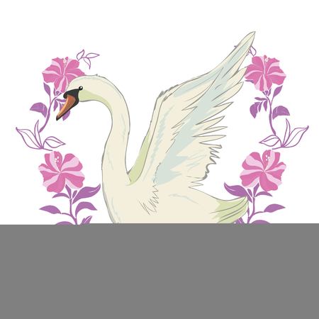 Princess swan doodle vector illustration.のイラスト素材