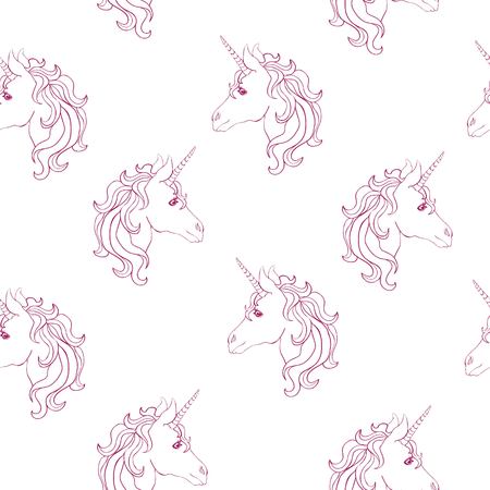Unicorn and rainbow seamless pattern isolated on white backgroundのイラスト素材