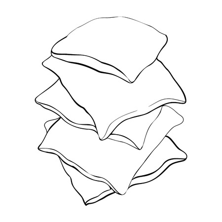 sketch vector illustration of pillow, art, pillow isolated, white pillow, bed pillowの写真素材