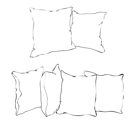 sketch vector illustration of pillow, art, pillow isolated, white pillow, bed pillowの写真素材