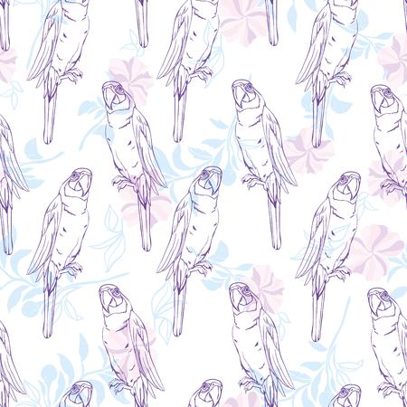Vector seamless pattern with parrot.の写真素材