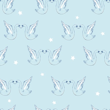 Seamless pattern with white swans. Vector.の写真素材