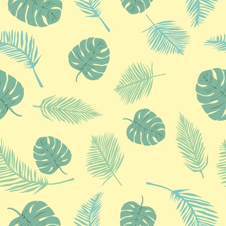 Vector tropical seamless pattern with hibiscus flowers and leavesの写真素材