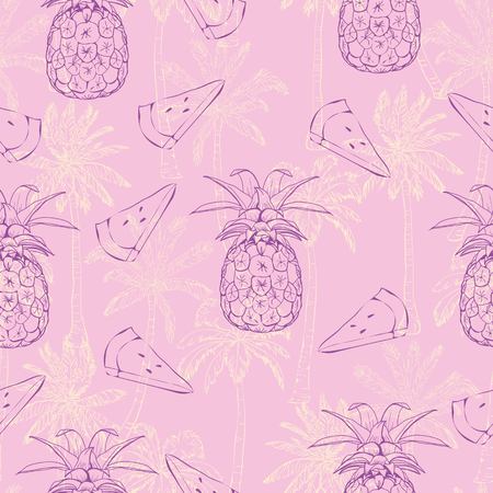 Vector Seamless Pattern with Pineapplesの写真素材