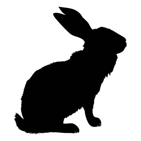 Silhouette of a sitting up rabbit, vector illustrationの写真素材