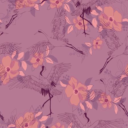 A purple pattern isolated with flowers.のイラスト素材