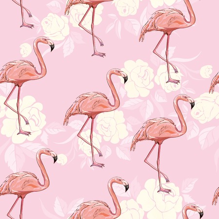 Seamless flamingo pattern vector illustrationのイラスト素材