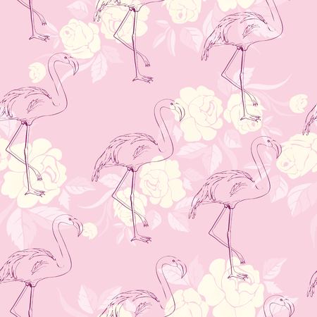 seamless flamingo pattern vector illustrationのイラスト素材