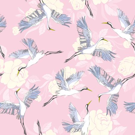 crane, pattern, vector, illustrationのイラスト素材