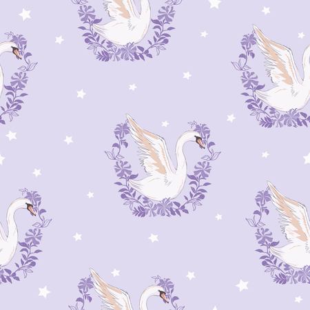 Seamless pattern with swans. Vector.のイラスト素材