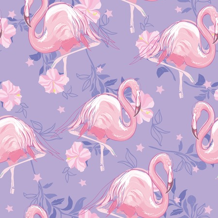 seamless flamingo pattern vector illustrationのイラスト素材