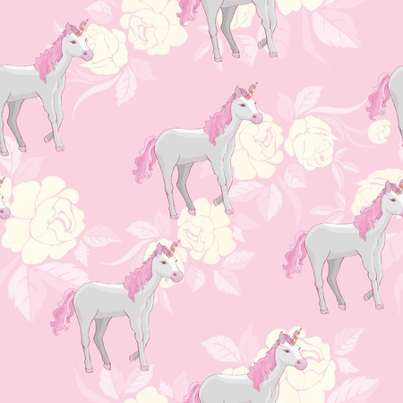 Unicorn and rainbow seamless patternのイラスト素材