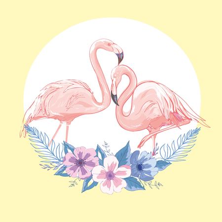 Pink flamingo vector illustrationのイラスト素材