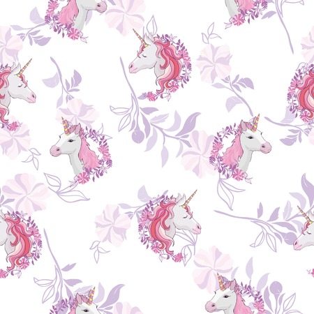 Unicorn and rainbow seamless patternのイラスト素材