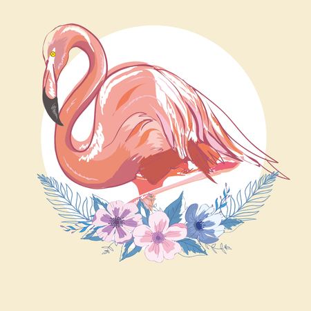 Pink flamingo vector illustrationのイラスト素材