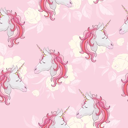Unicorn and rainbow seamless patternのイラスト素材
