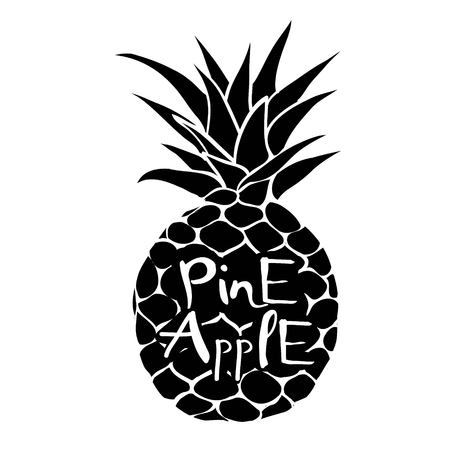 Pineapple with leaf icon. Tropical fruit isolated on white background. Symbol of food, sweet, exotic and summer, vitamin, healthy. Nature logo. Flat concept. Design element Vector illustrationのイラスト素材